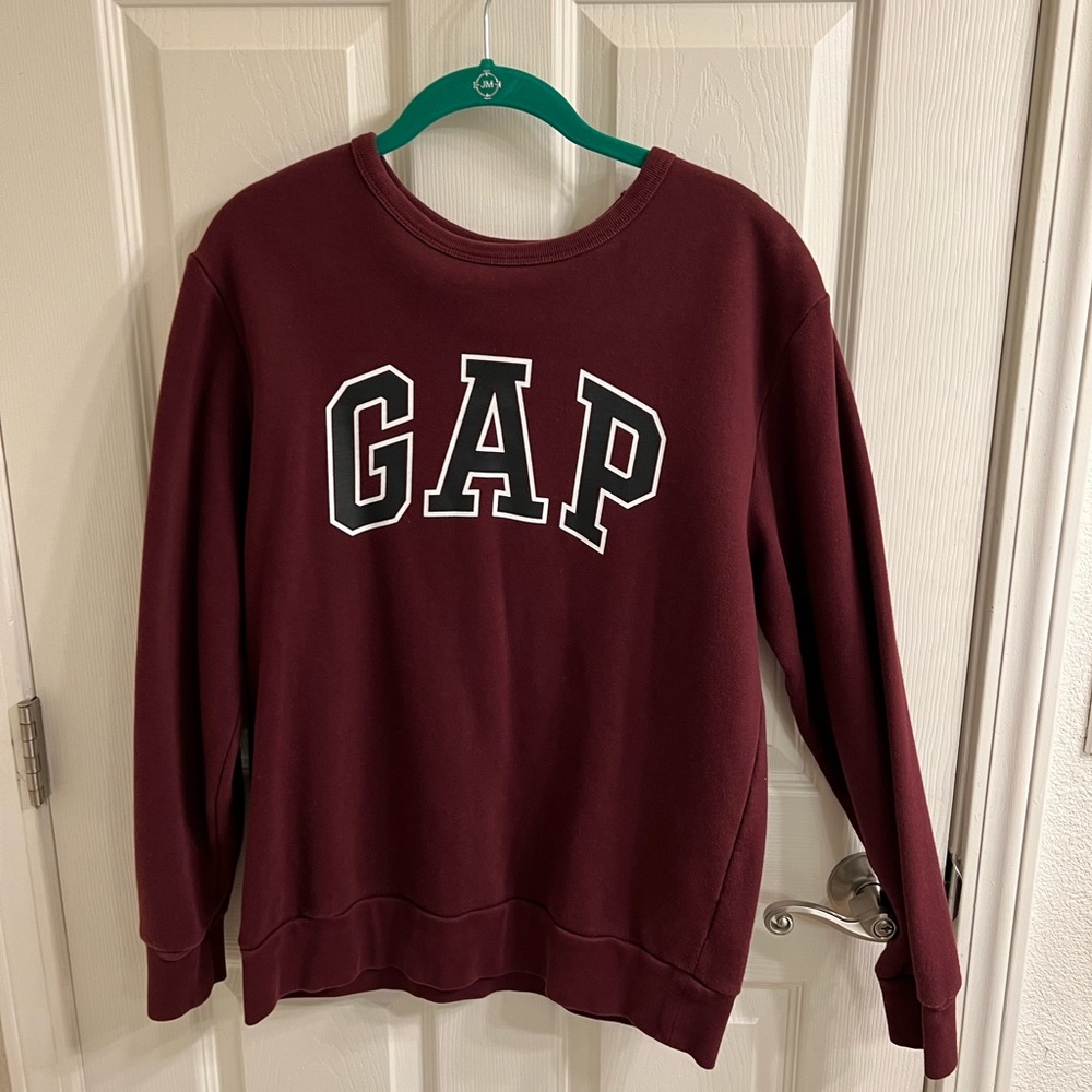Maroon GAP Long-Sleeve Crewneck T-Shirt